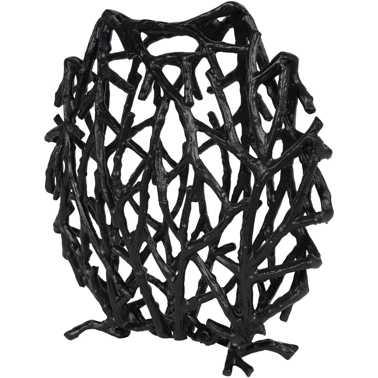 Twig Sculpture Disc Vase Black