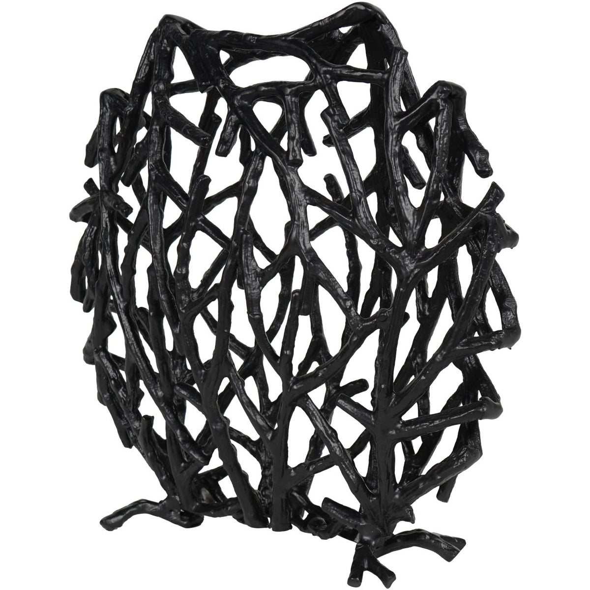 Twig Sculpture Disc Vase Black