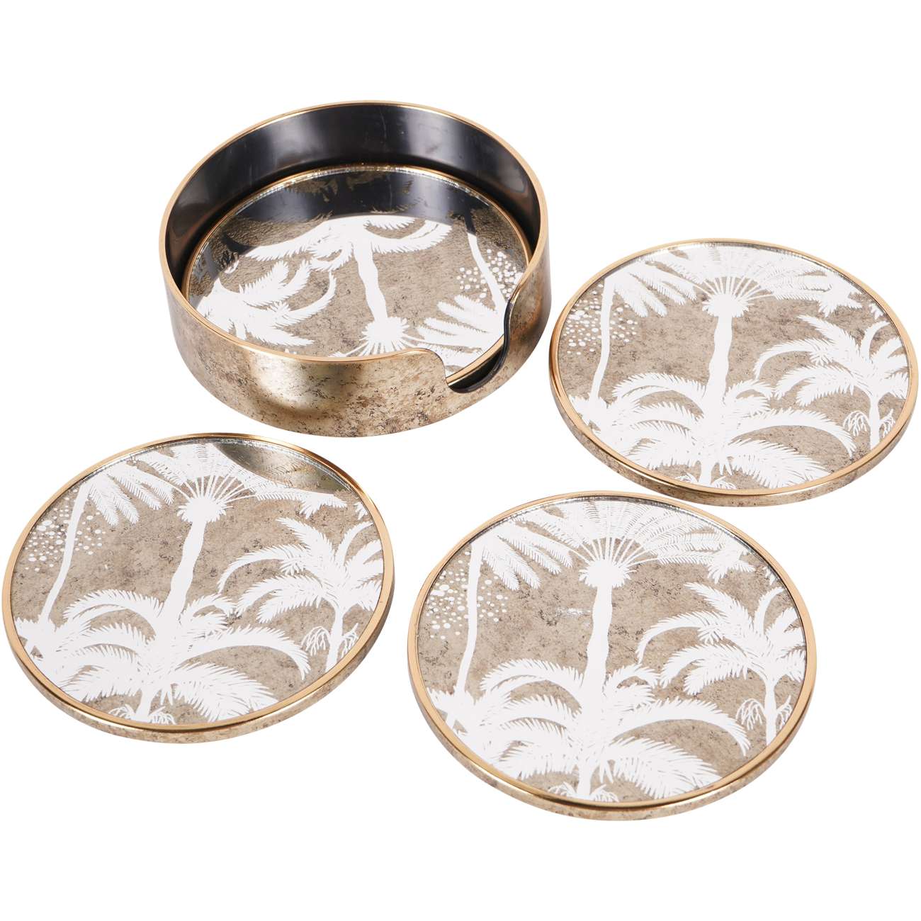 Palm Tree Round Coasters Set of 4