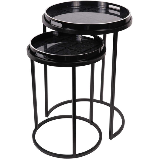 Squares Pattern Set Of 2 Side Tray Tables