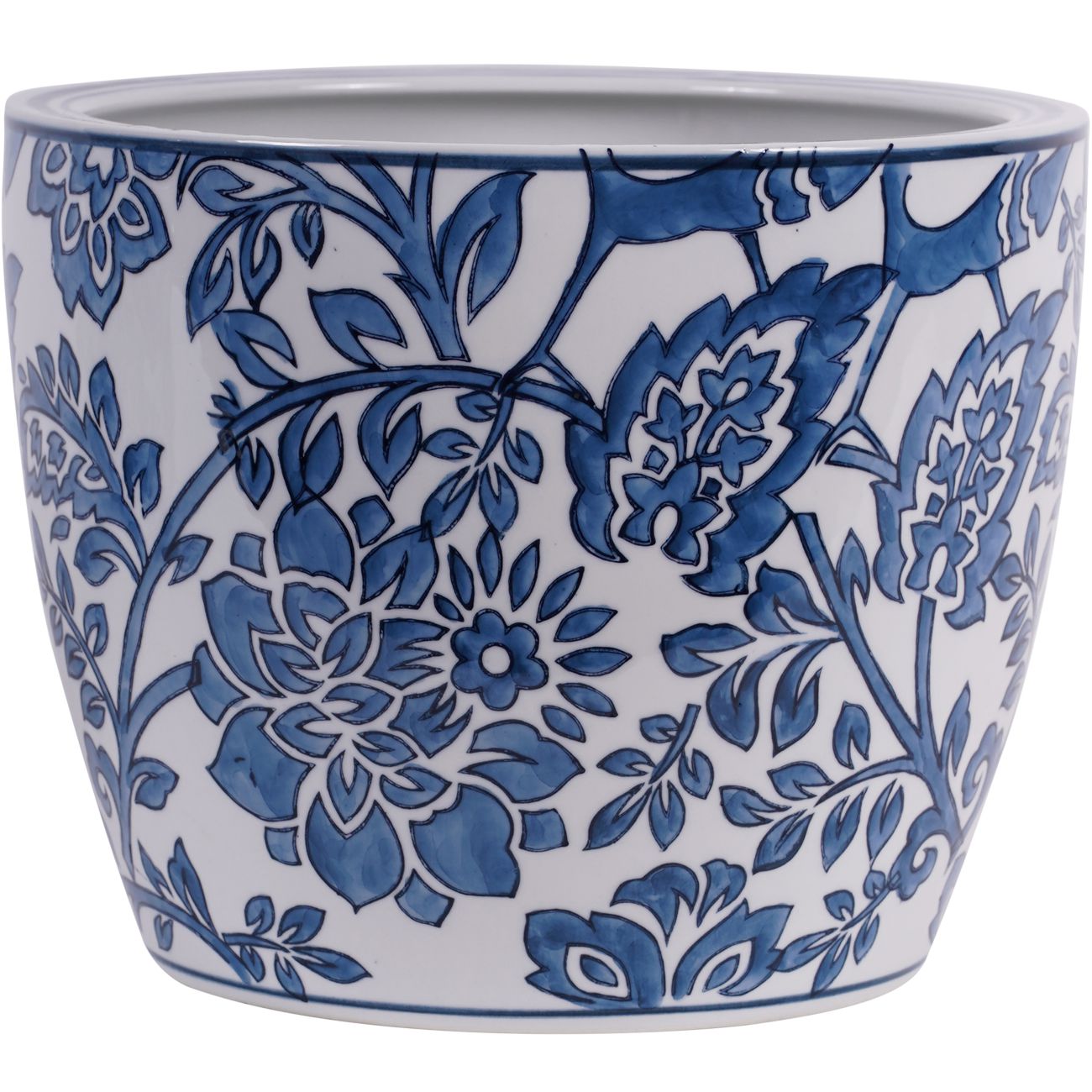 Laura Ashley Blue and White Adain Porcelain Planter Medium