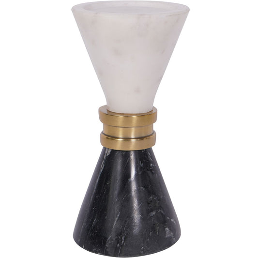 Ravello White & Black Mable Candle Holder 25cm