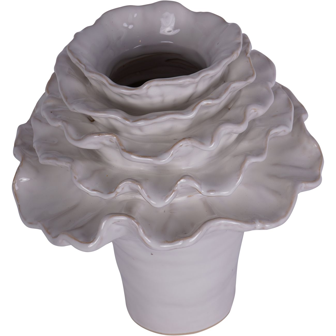Layered Petals Large Ceramic Off White Vase