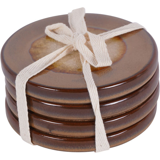 Medway Reactive Glaze Ochre Coaster Set of 4