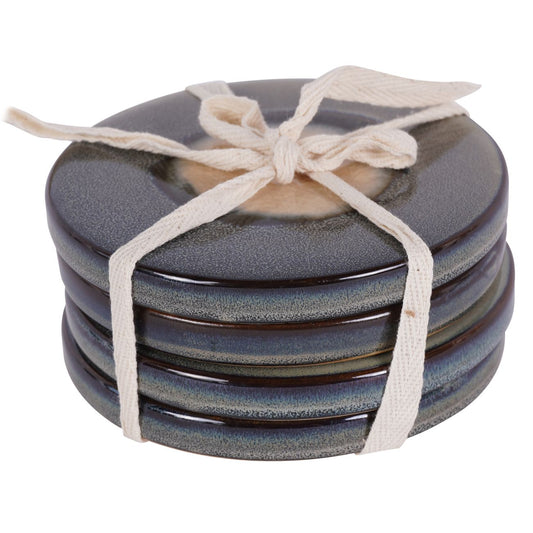 Medway Reactive Glaze Blue Coaster Set of 4