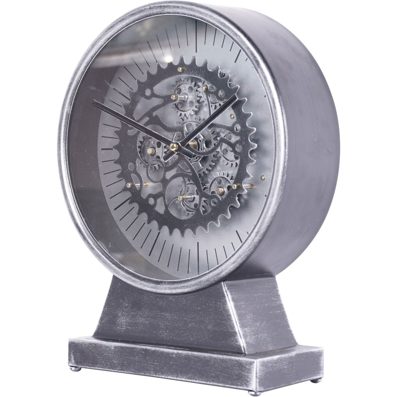 Palladium Mantel Clock with Moving Cogs Black Nickel