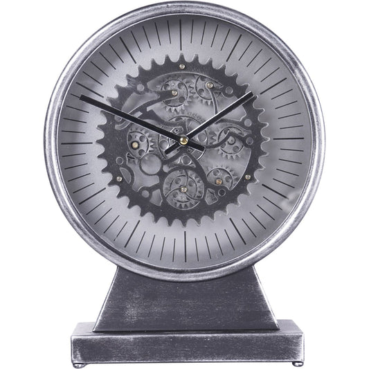 Palladium Mantel Clock with Moving Cogs Black Nickel