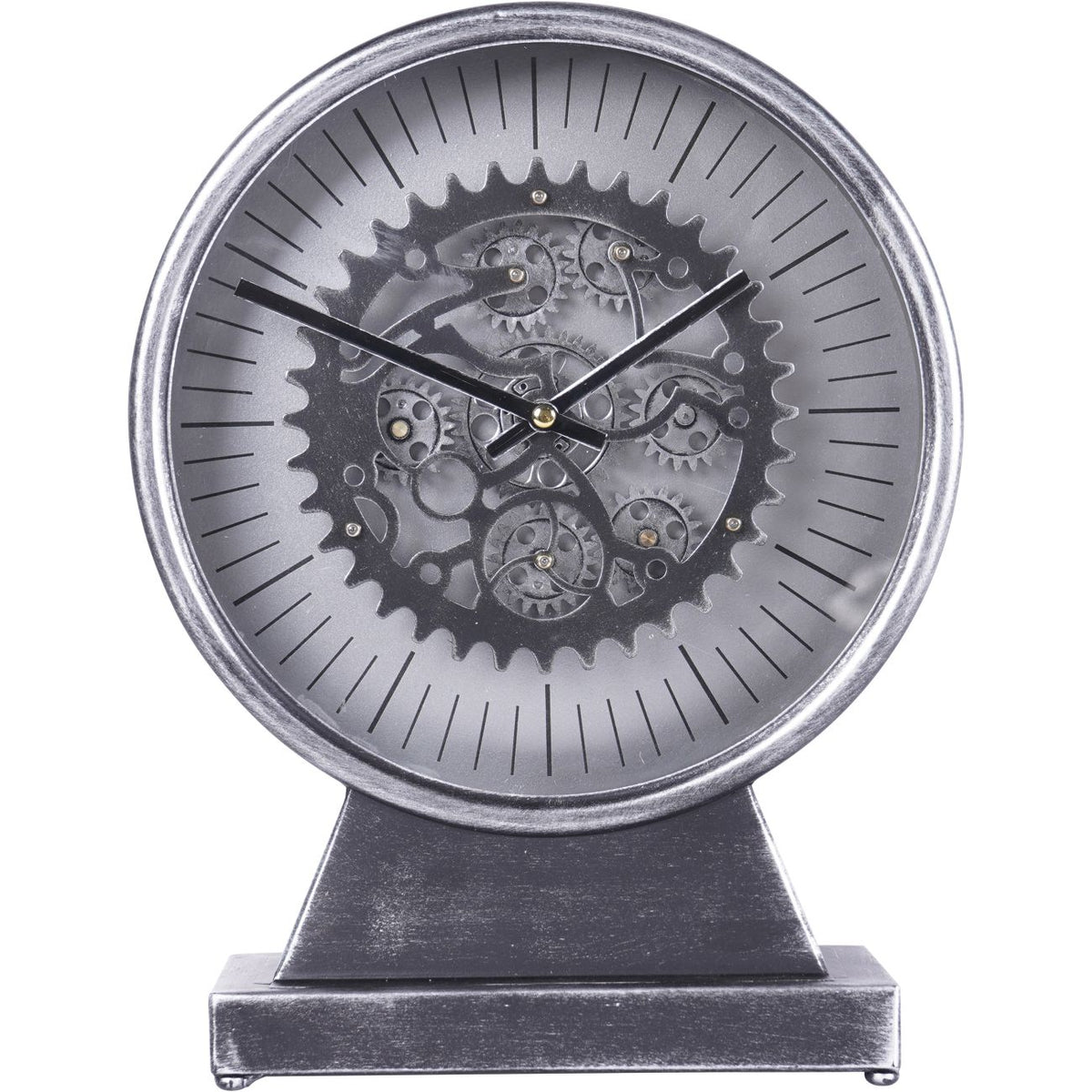 Palladium Mantel Clock with Moving Cogs Black Nickel