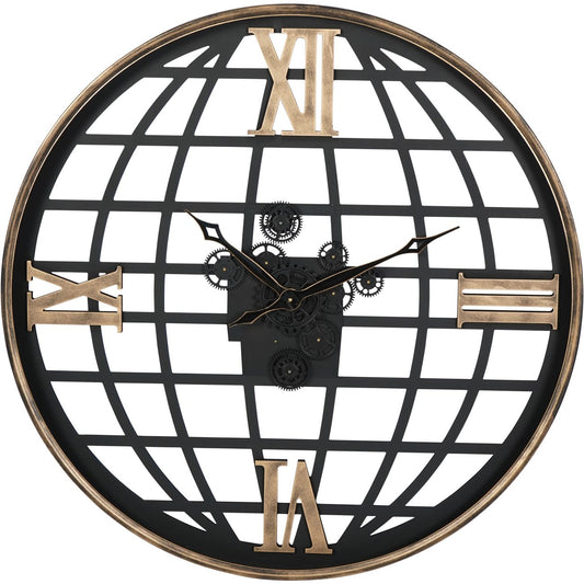 Open Wall Clock Globe and Numerals with Moving Cogs 100cm