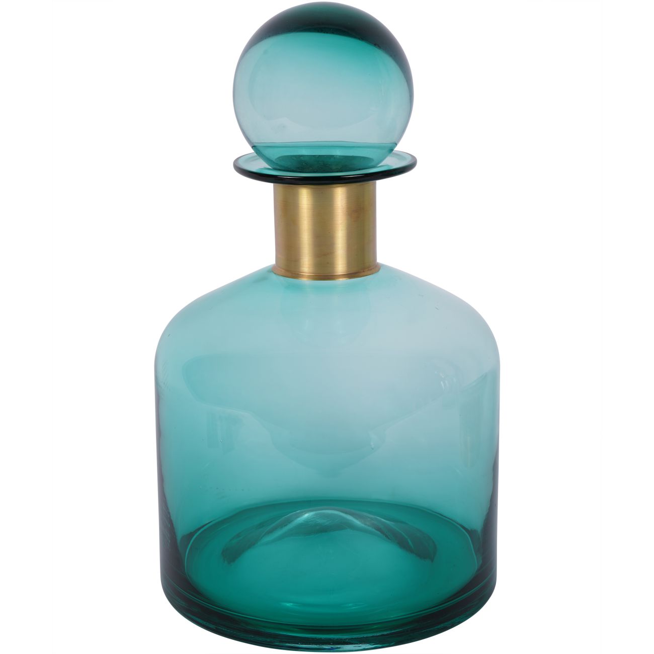 Jorum Glass Bottle Wide with Lid Brass Detail