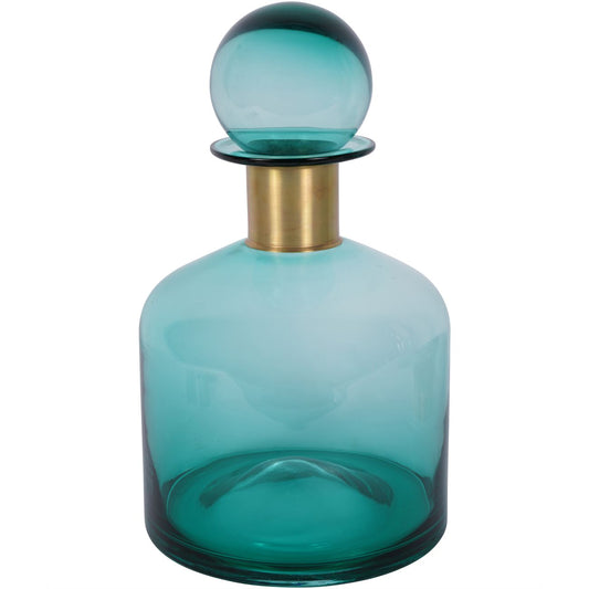 Jorum Glass Bottle Wide with Lid Brass Detail