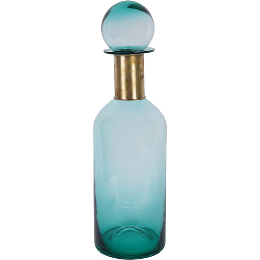 Jorum Glass Bottle Tall with Lid Brass Detail