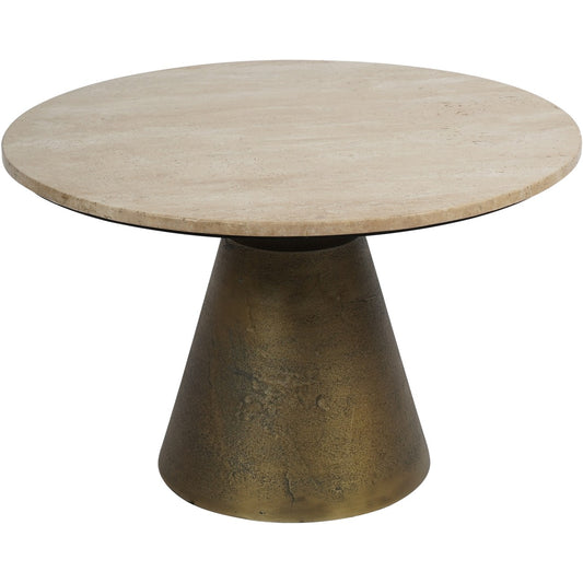 Clifton II Antique Brass and Light Travertine Coffee Table Small 60cm