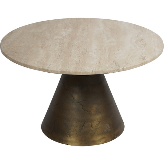 Clifton II Antique Brass and Light Travertine Coffee Table Large 75cm