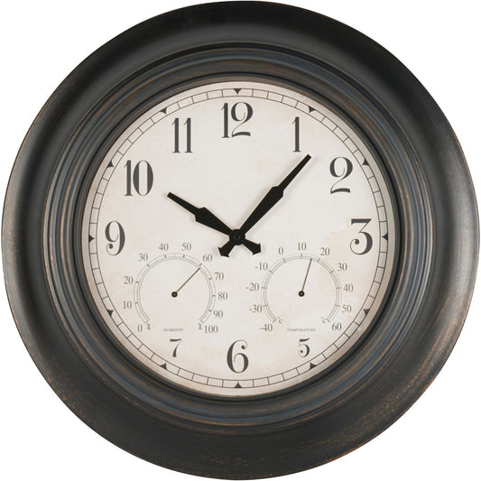 Outdoor Clock with Temperature and Humidity Black 53.3cm