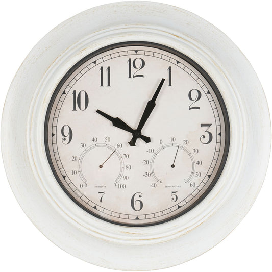 Outdoor Clock with Temperature and Humidity White 53.3cm