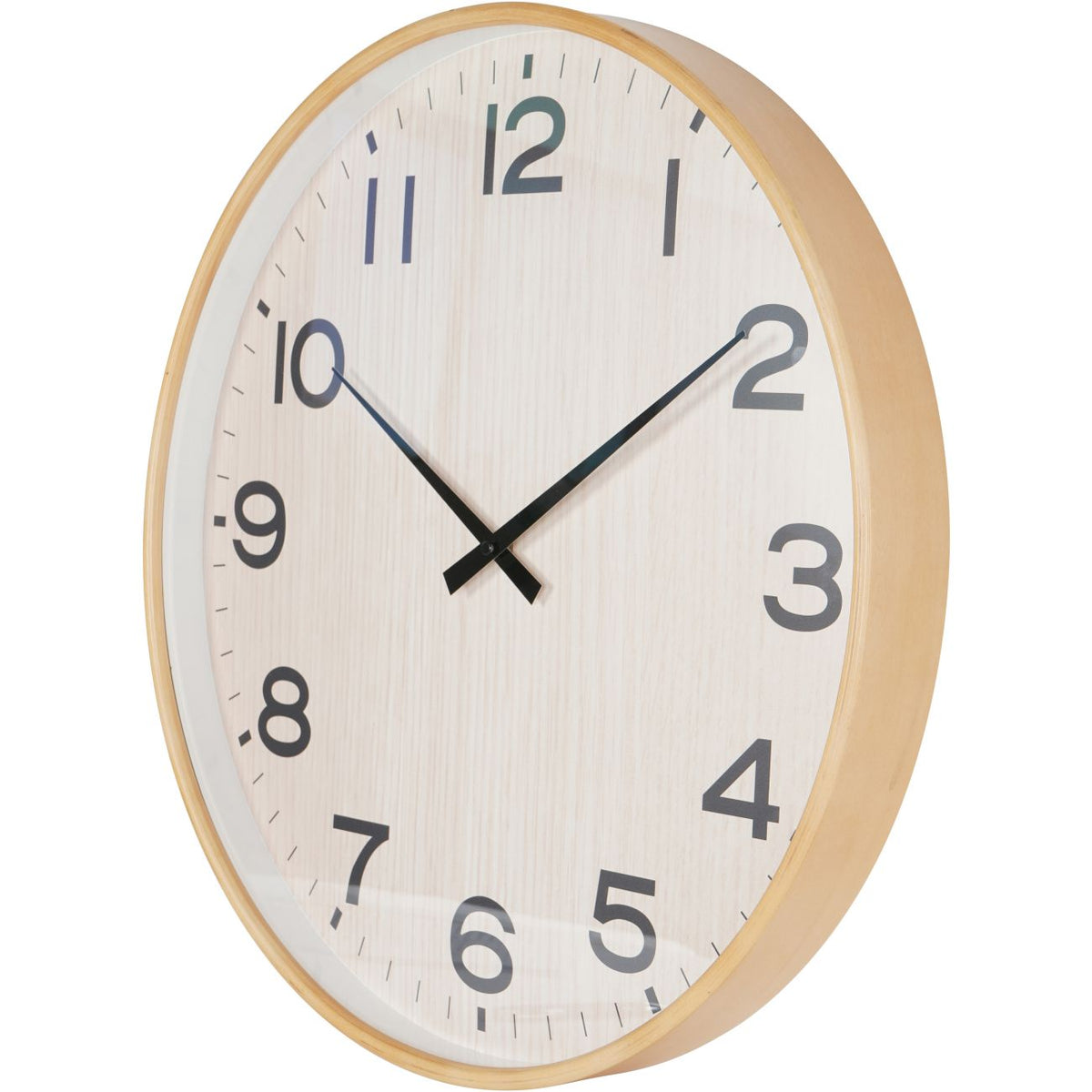 Grain Effect Wall  Clock 53cm Light Natural