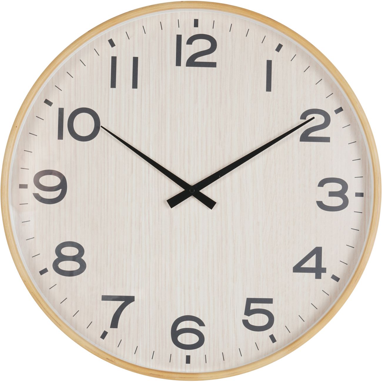 Grain Effect Wall  Clock 53cm Light Natural