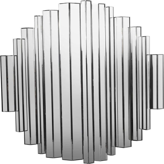 Crystalline Effect Embossed Edges Round Mirror 120cm