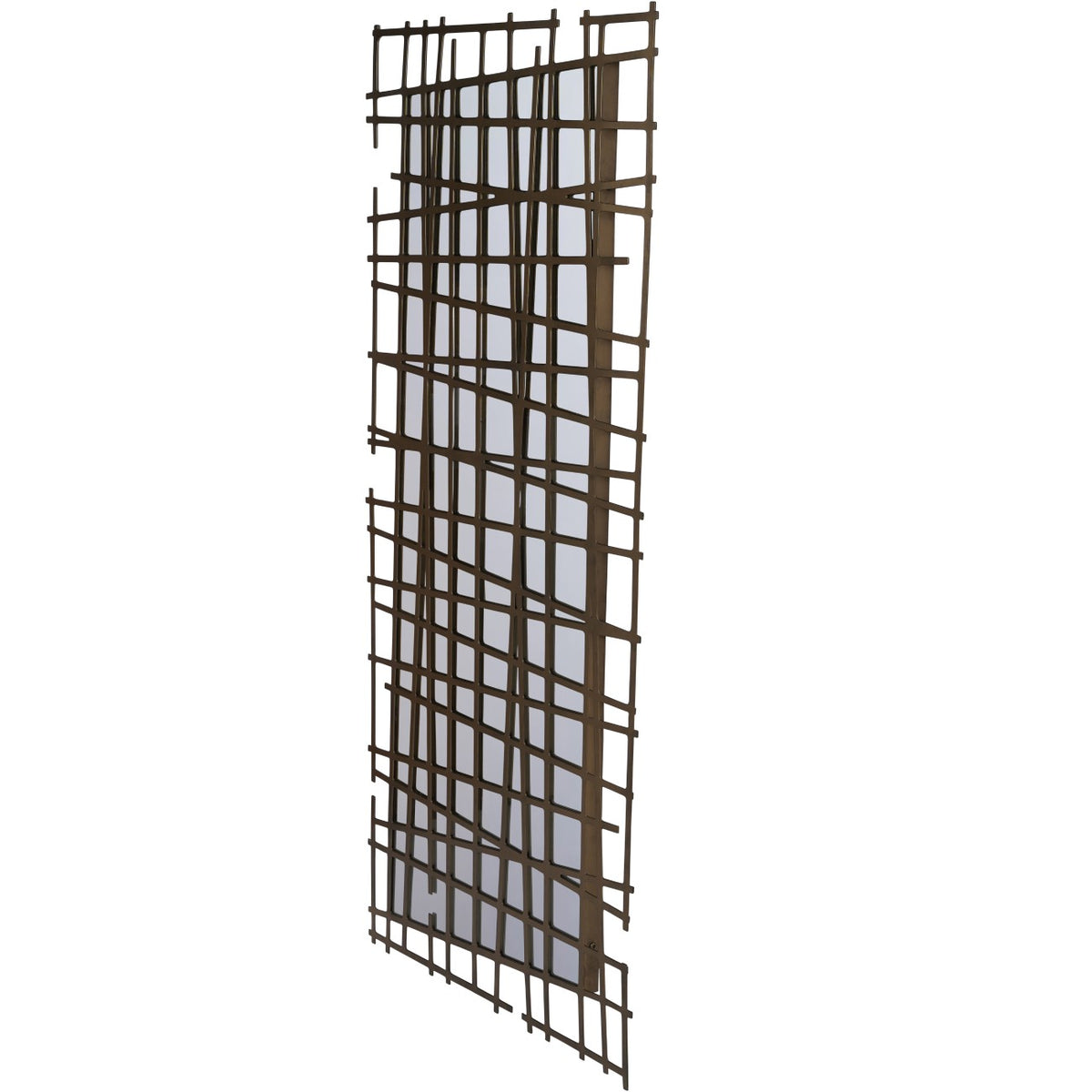 Lattice Wall Decor Mirror Brass Finish