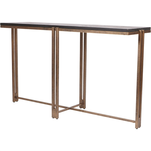 Dalston Black Sandblasted Wood and Champagne Frame Console Table