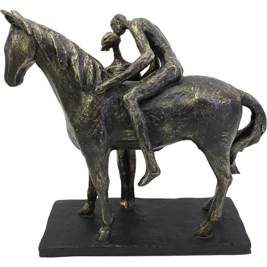 Kissing Couple with Horse Sculpture