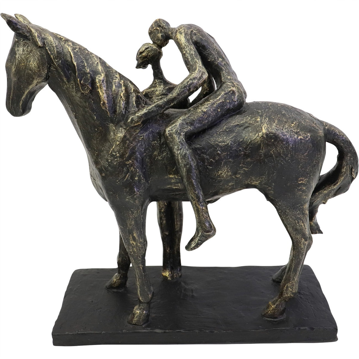 Kissing Couple with Horse Sculpture