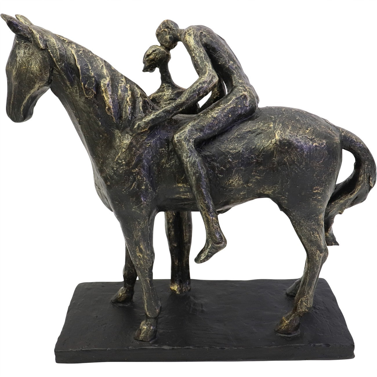 Kissing Couple with Horse Sculpture