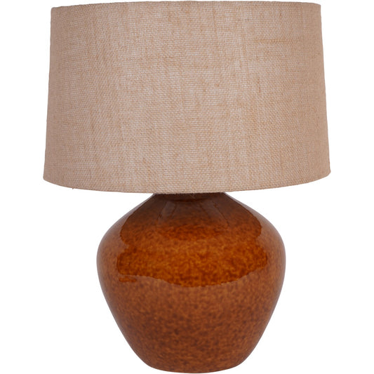 Aubrey Terracotta Ceramic Lamp With Hessian Shade Large E27 60W