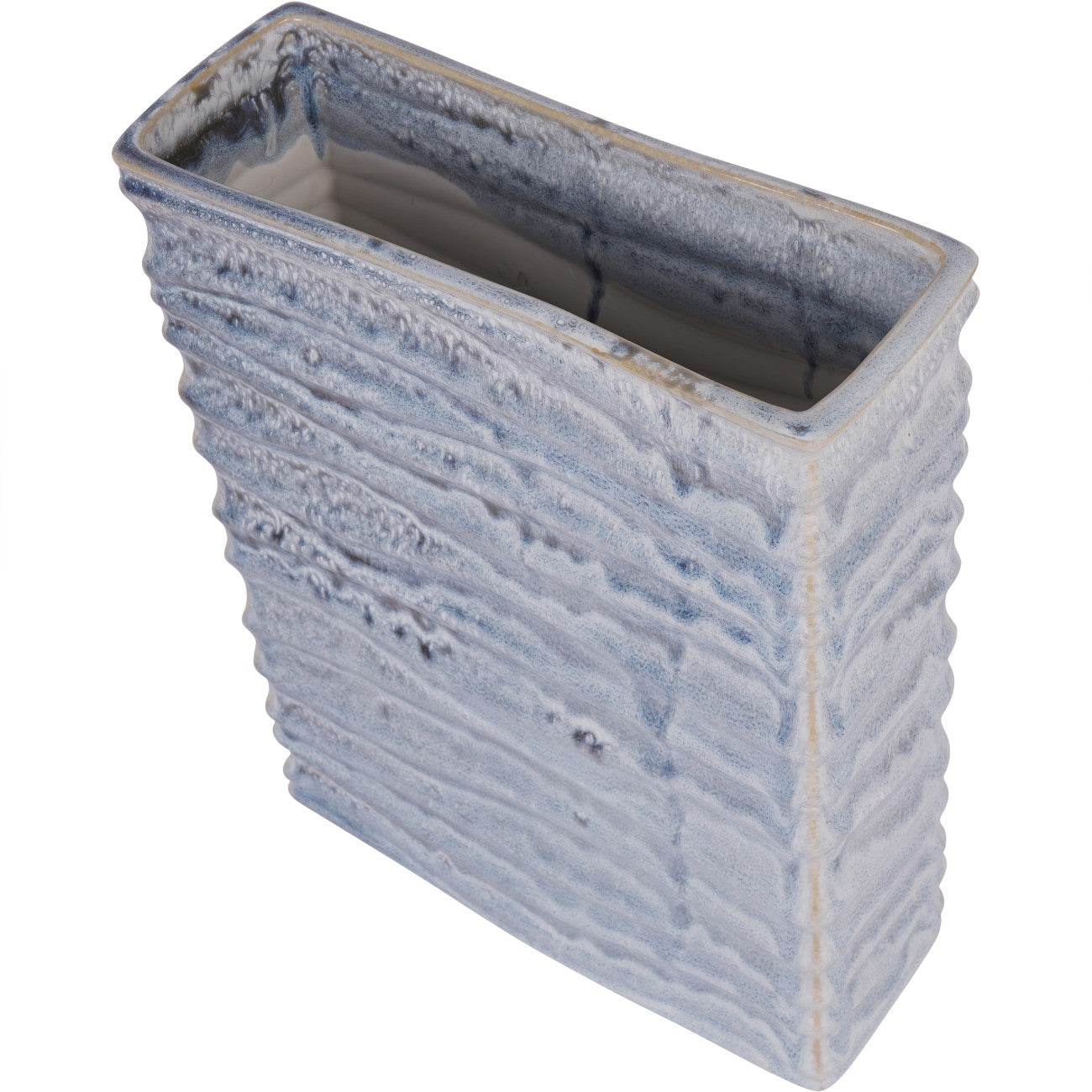 Sereno Rectangle Vase in Blue Reactive Glaze
