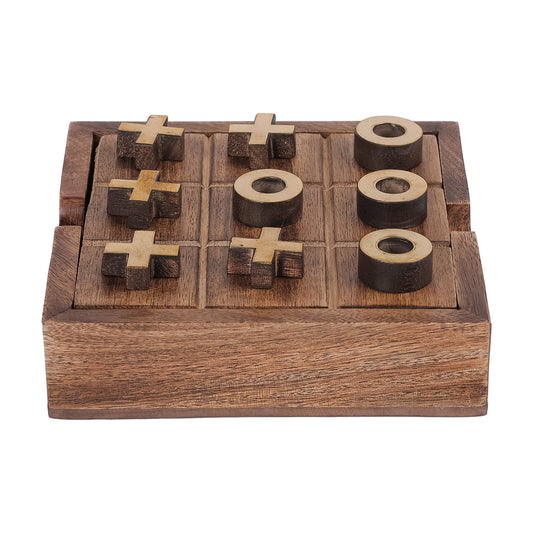 Pryce Mango Wood Noughts and Crosses & Solitaire Game
