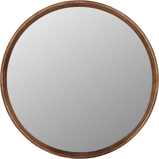 Tilburg Round Wood Mirror Brown 80cm