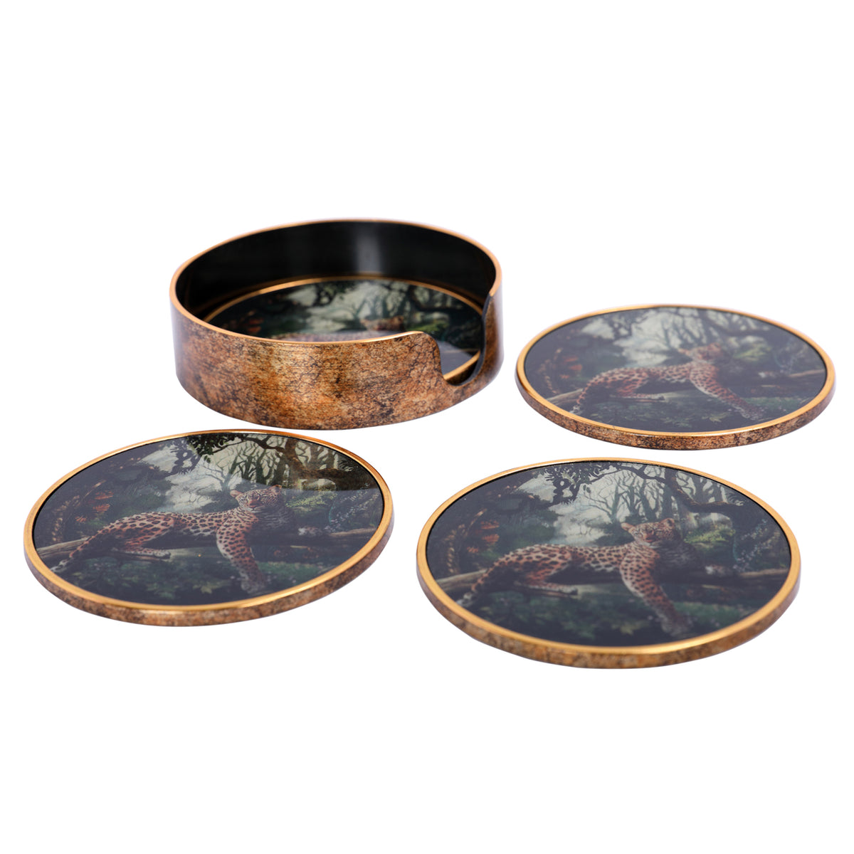 Lounging Leopard Set Coasters
