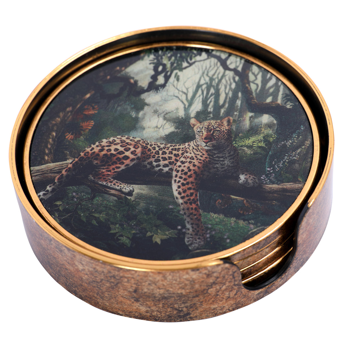 Lounging Leopard Set Coasters