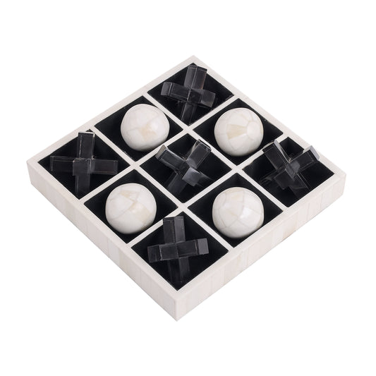 Farnham Off White and Black Bone Horn Inlay Noughts and Crosses