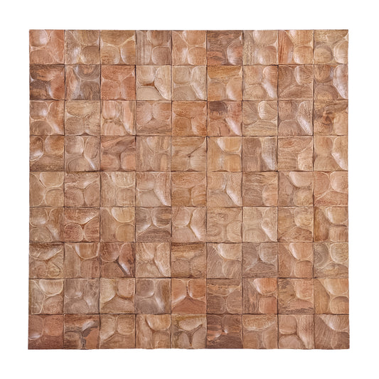 Carved Wooden Mosaic Geometric Wall Art 90x90cm