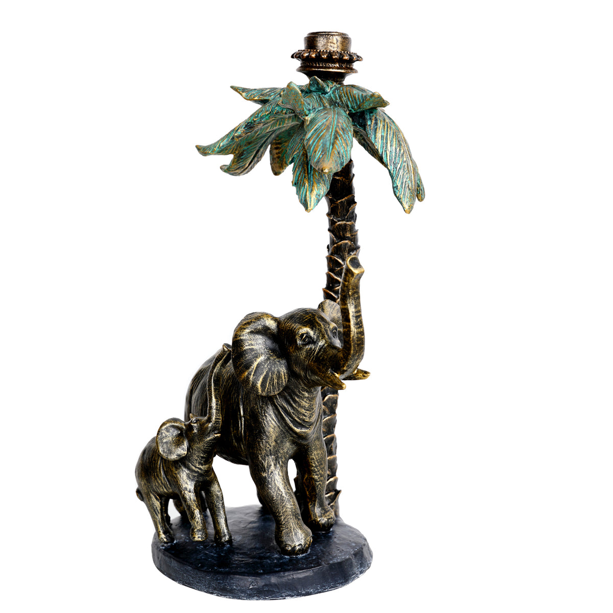 Palm Candle Stick with Elephants