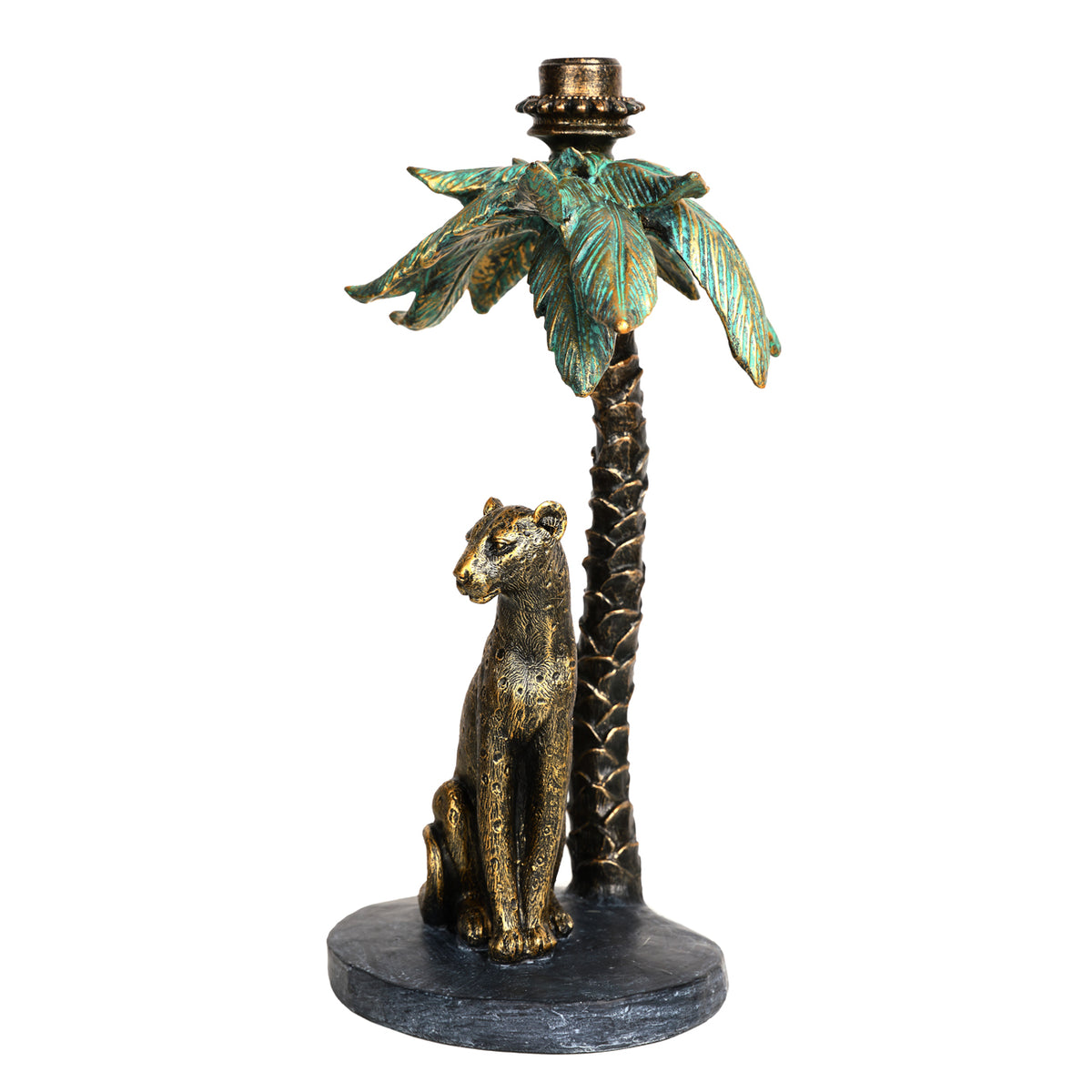 Palm Candle Stick with Leopard