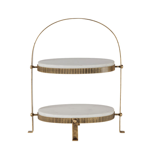 Belvedere Aged Gold Oval Two Tiered Stand