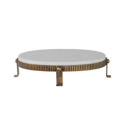 Belvedere Aged Gold Oval One Tiered Stand