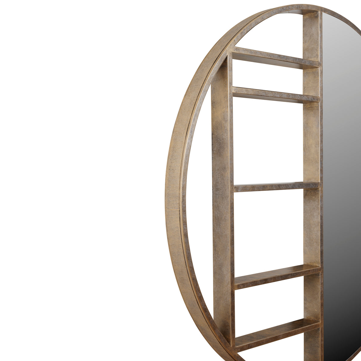 Belvedere Aged Gold Shelving Mirror Large