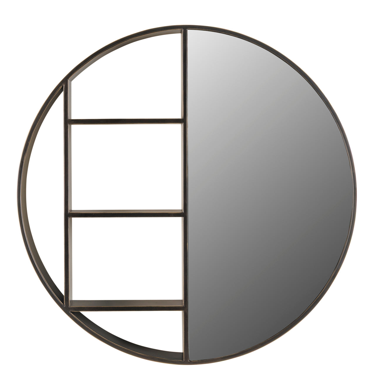 Belvedere Black Shelving Mirror Small