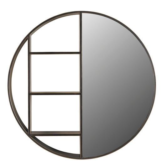 Belvedere Black Shelving Mirror Small