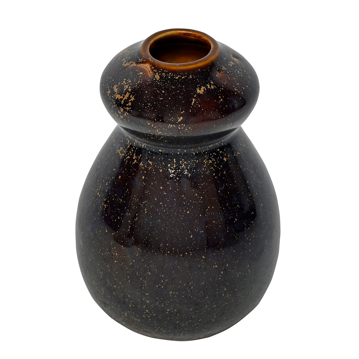 Denton Reactive Glaze Stoneware Vase Brown