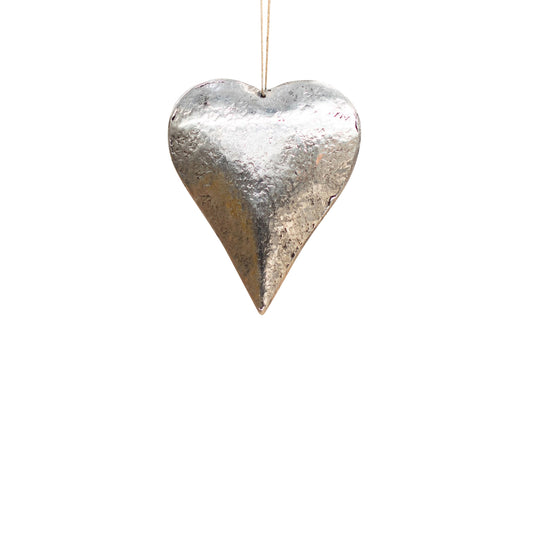 Solvi Hammered Metal Heart Decoration Silver Small