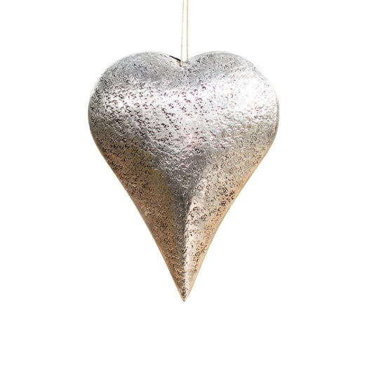Solvi Hammered Metal Heart Decoration Silver Large