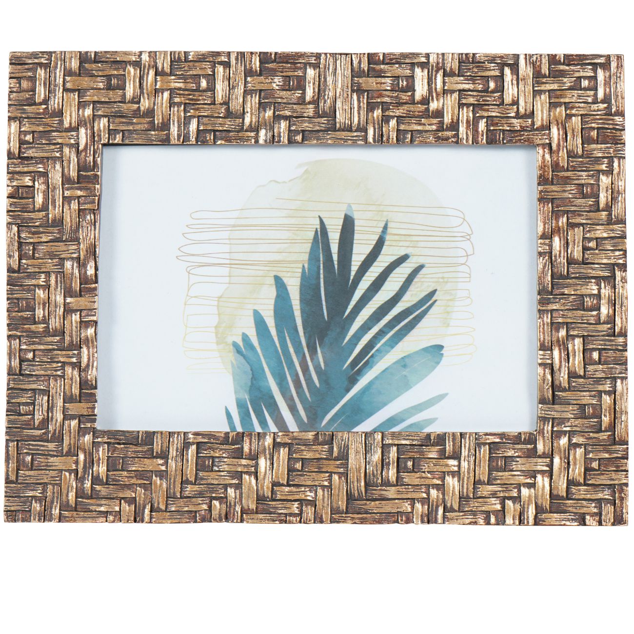 Rustic Brown Bamboo Woven Effect Photo Frame 10x15cm