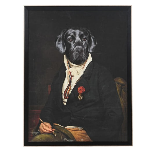 Dog in Black Jacket Print