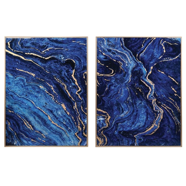 Set of 2 Cobalt Marble Effect Panels