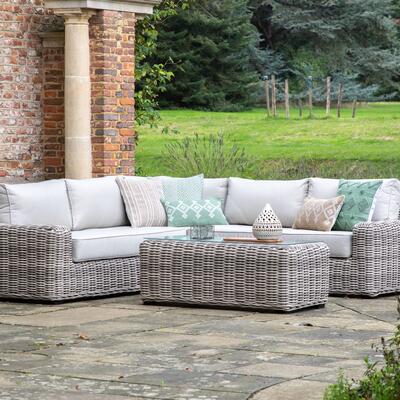 Ragusa Outdoor Rattan Corner Lounge Set - Corner Sofa + Coffee Table